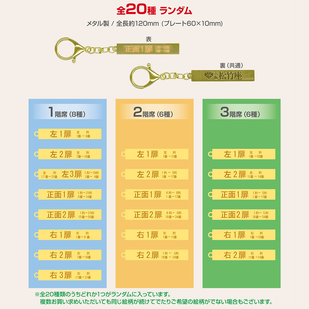 『大阪松竹座さよなら公演記念グッズ』座席案内キーホルダー（ランダム）