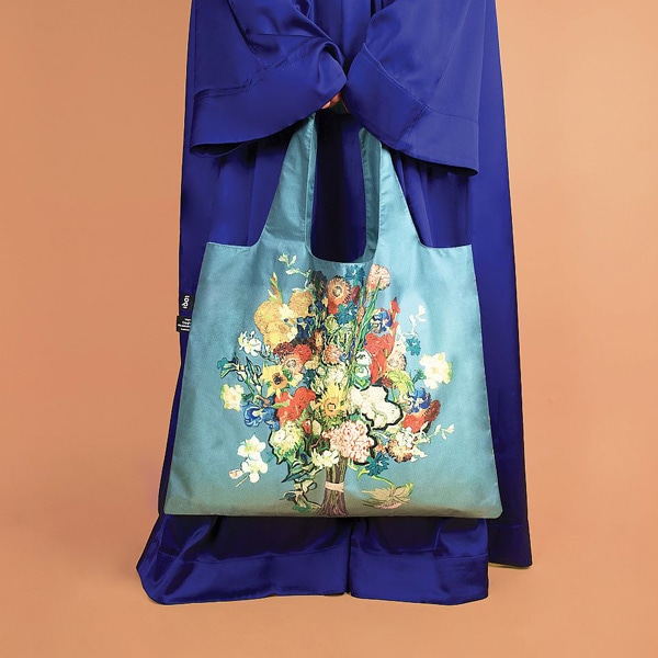 LOQI VINCENT VAN GOGH obO uVGM 50th Anniversary Bouquet / Flower Pattern Blue Canvasv