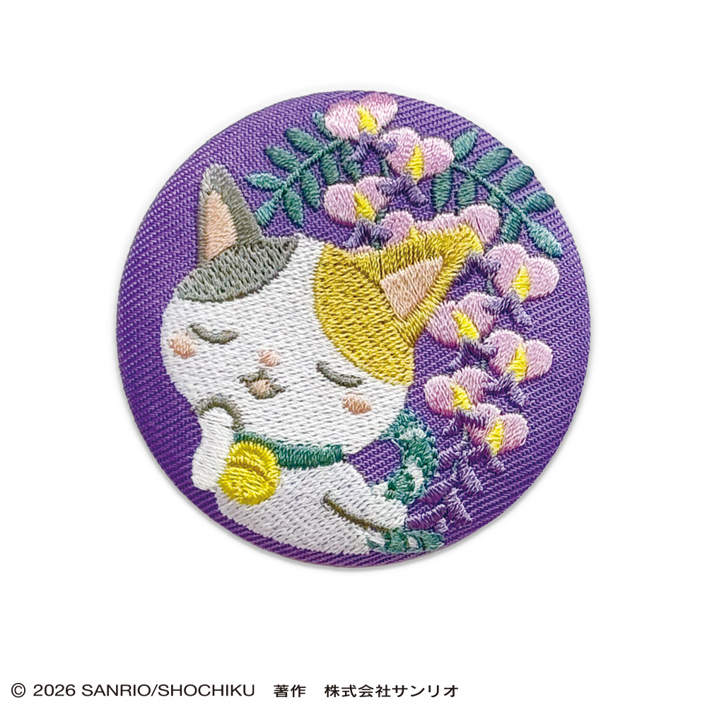 かぶきにゃんたろう　トレーディング刺繍缶バッジ（くすみフラワー）