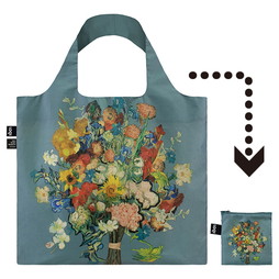 LOQI VINCENT VAN GOGH バッグ 「VGM 50th Anniversary Bouquet / Flower Pattern Blue Canvas」